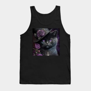 Gothic Black British Shorthair Cat Tank Top